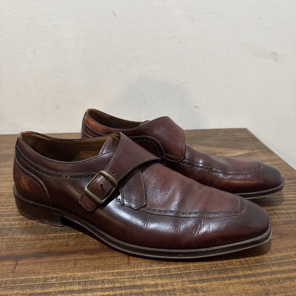 Johnston & Murphy Sheepskin Monk Strap Dress Shoes Men’s Size 12 Brown Leather